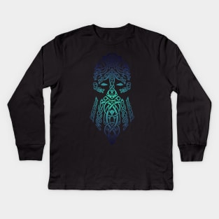 Tyr Norse God of War - Green and Blue Kids Long Sleeve T-Shirt